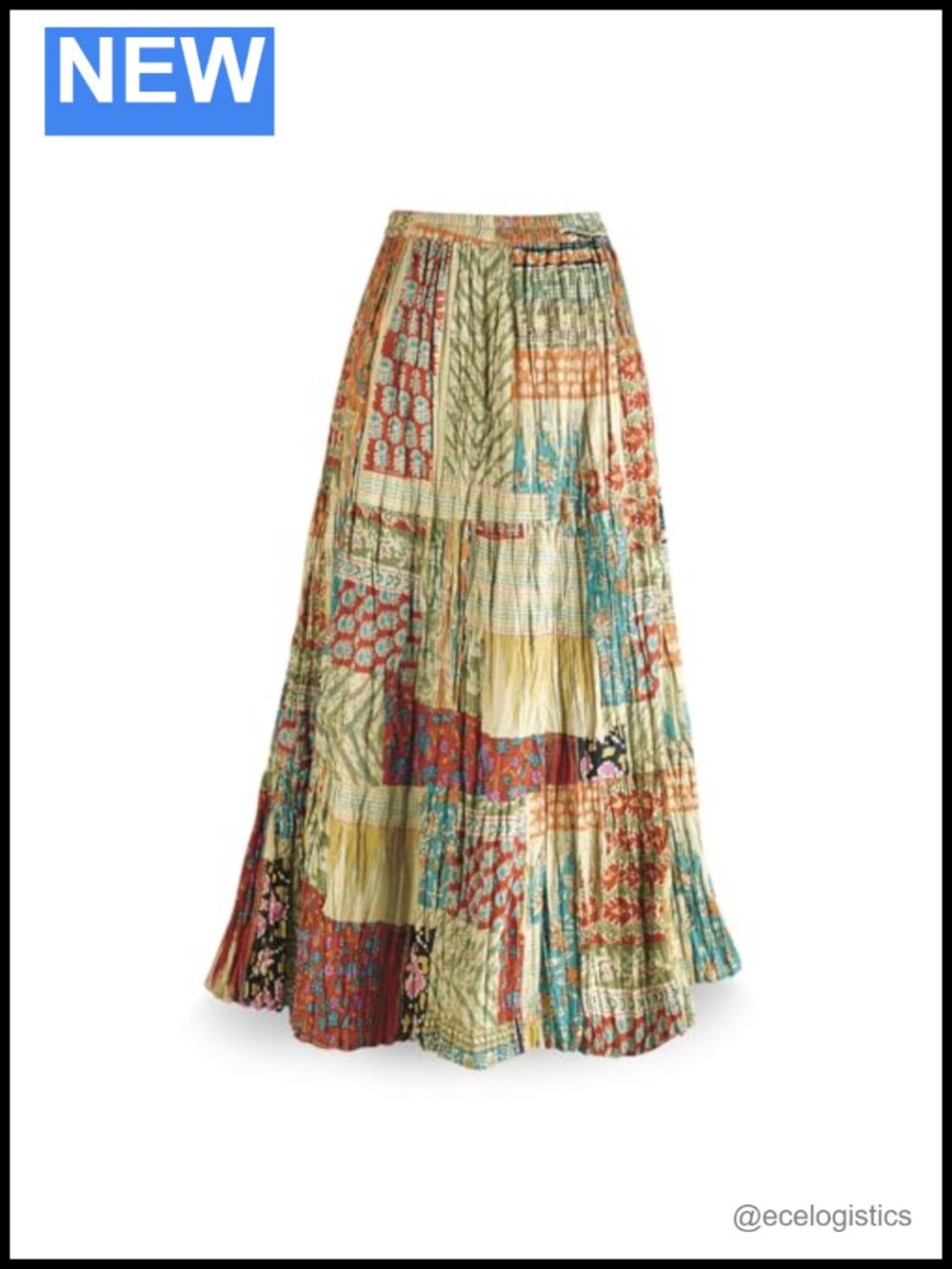 Reversible Boho Maxi Skirt Floral Patchwork Long Tiered Cotton